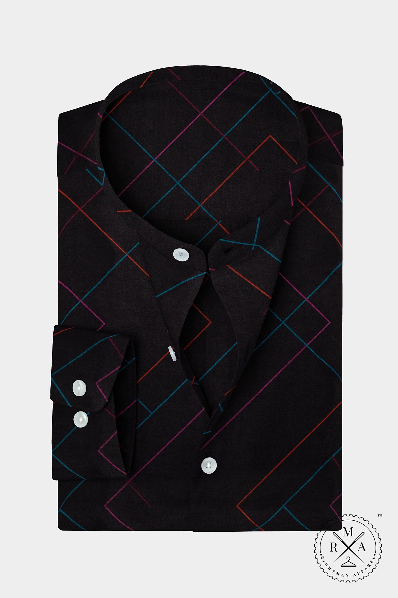Black Colour With Multicoloured Zig Zag lining Shirt SH348